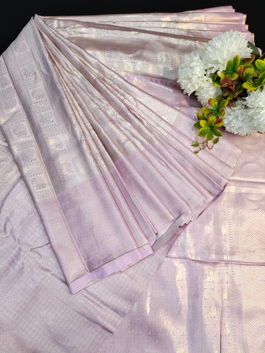 Nangai Satin Silk Onam Festival Saree with elegant Zari work for women