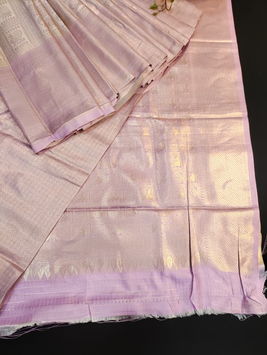 Premium Nangai Satin Silk saree for Onam festival and wedding wear