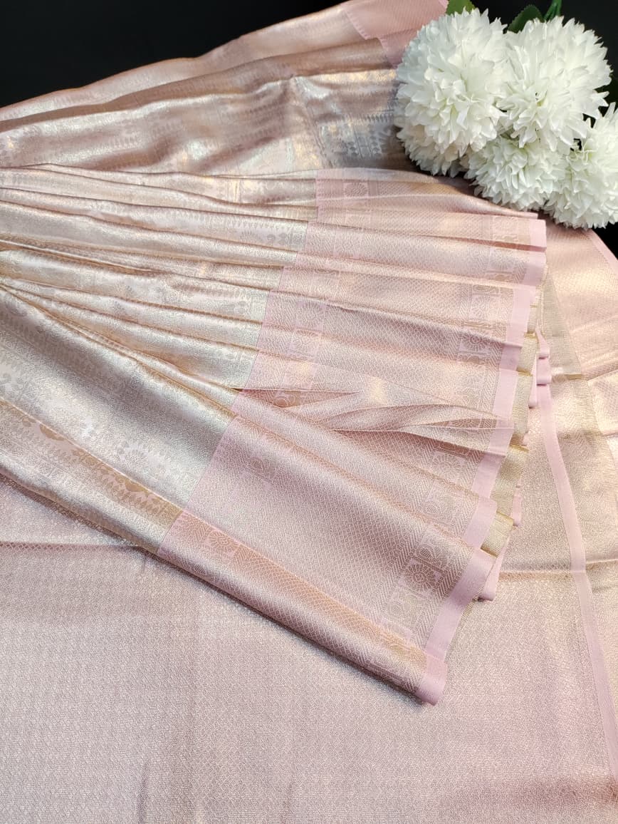 Nangai Satin Silk Onam Festival Saree with elegant Zari work for women
