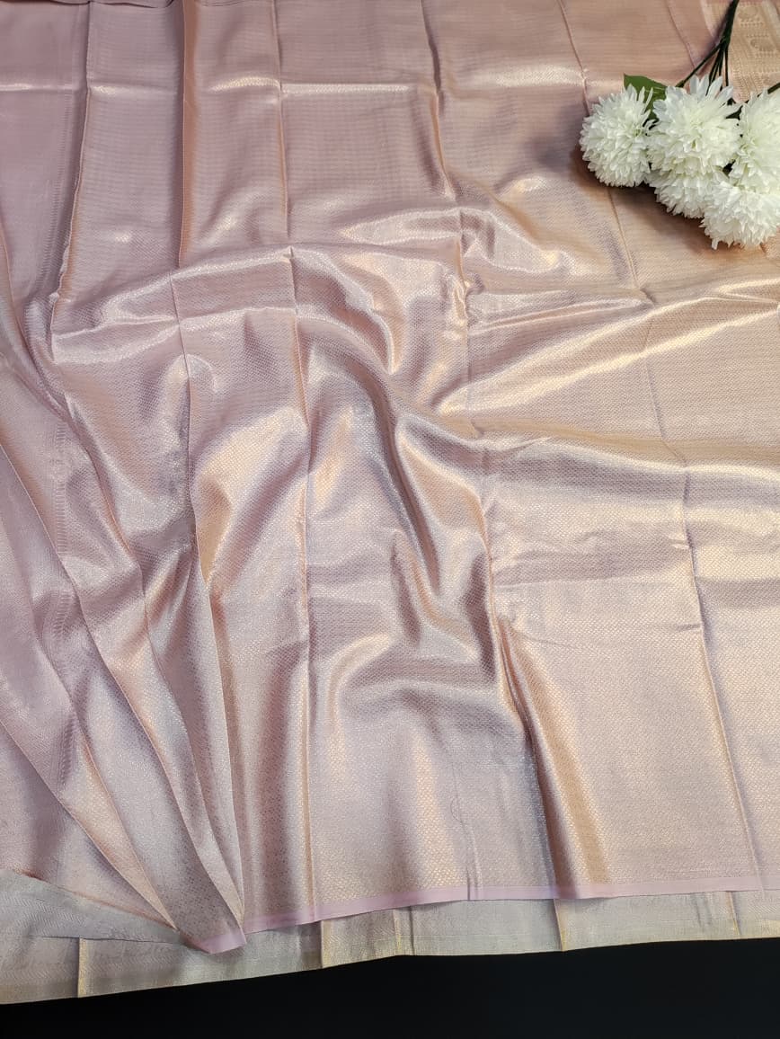 Women's Nangai Satin Silk Zari saree with contrast blouse for festive occasions