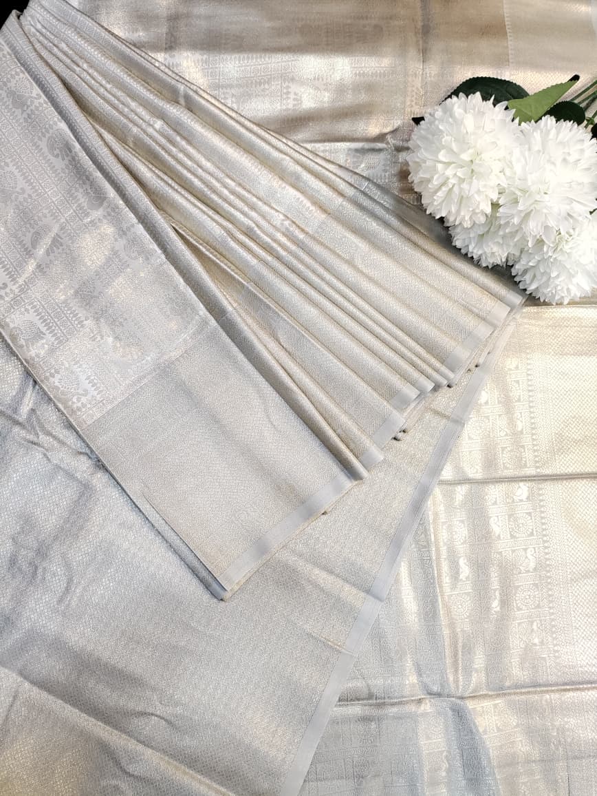 Nangai Satin Silk Onam Festival Saree with elegant Zari work for women