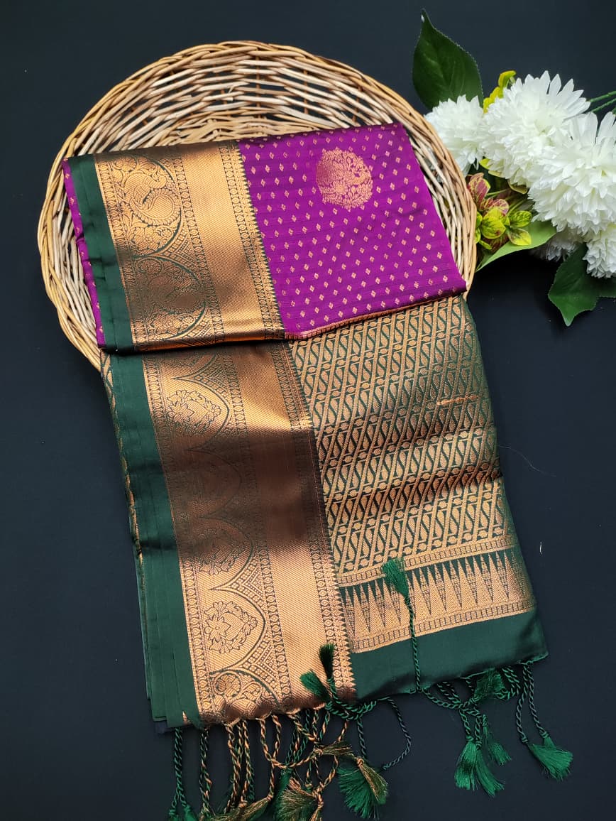 Ramaniyam Luxury Soft Silk Zari Saree for wedding wear with contrast blouse