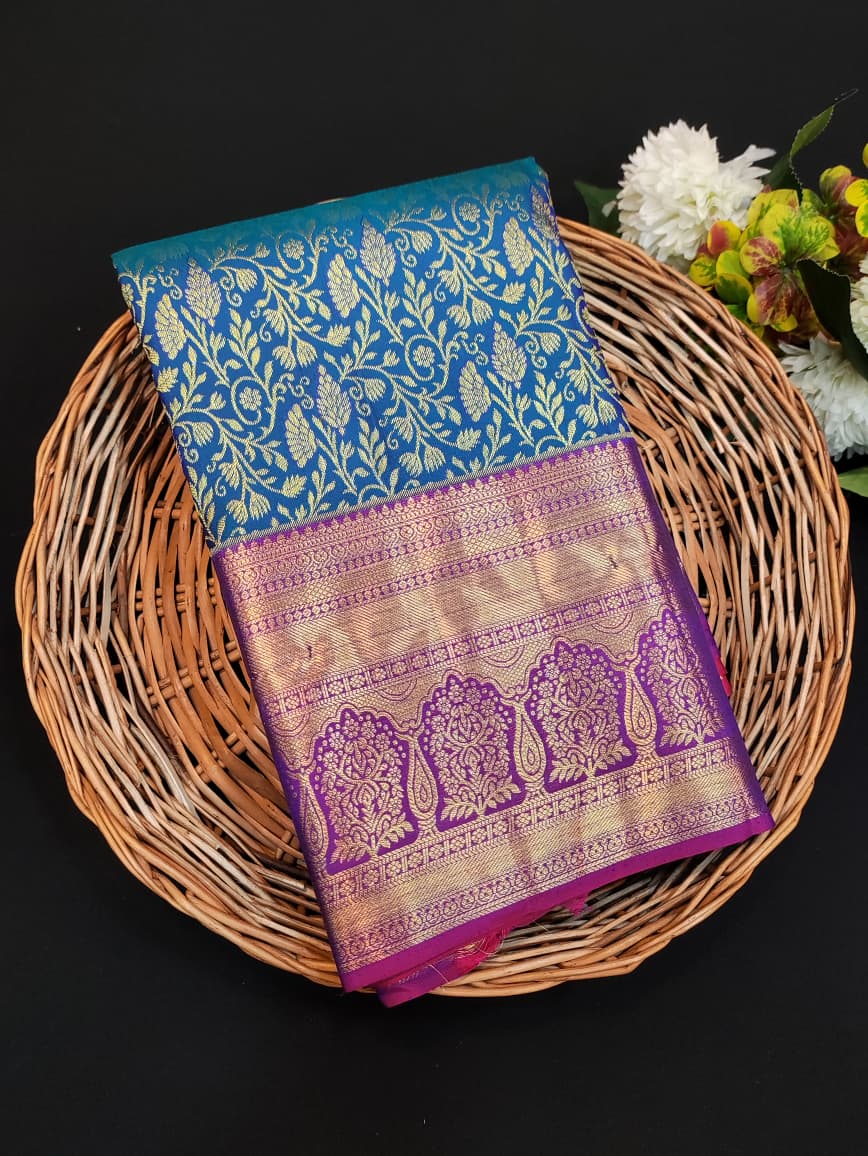 Traditional Blue Pure Silk E102