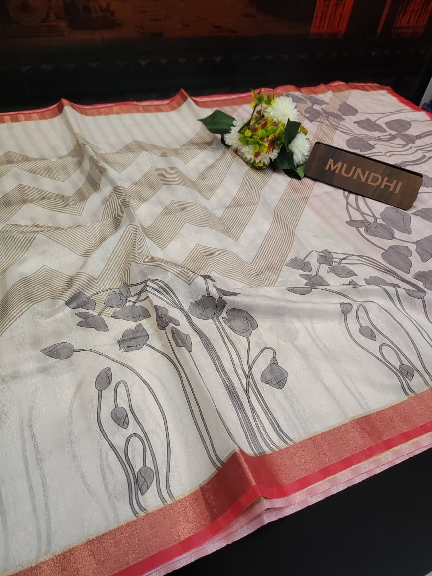 Siddhanth Fancy Saree with zari work and printed design for women