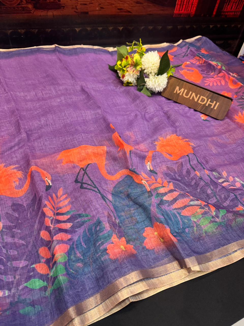 Fancy Linen Saree | Elegant Party Wear Saree| BL35
