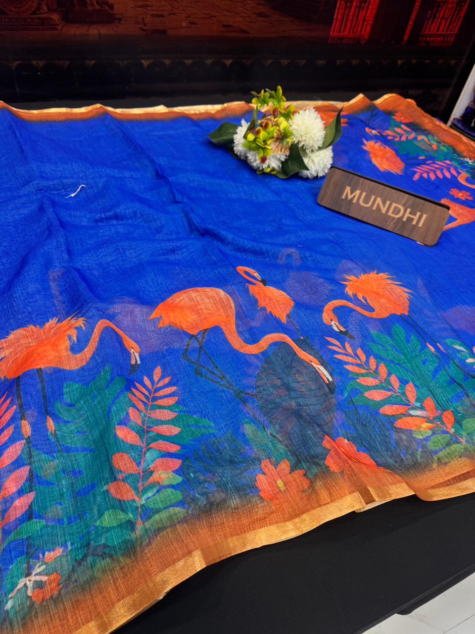 Fancy Linen Saree | Elegant Party Wear Saree| BL36