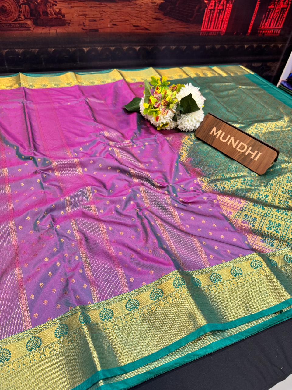 Vegan Silk Saree in fancy fabric with zari work for weddings