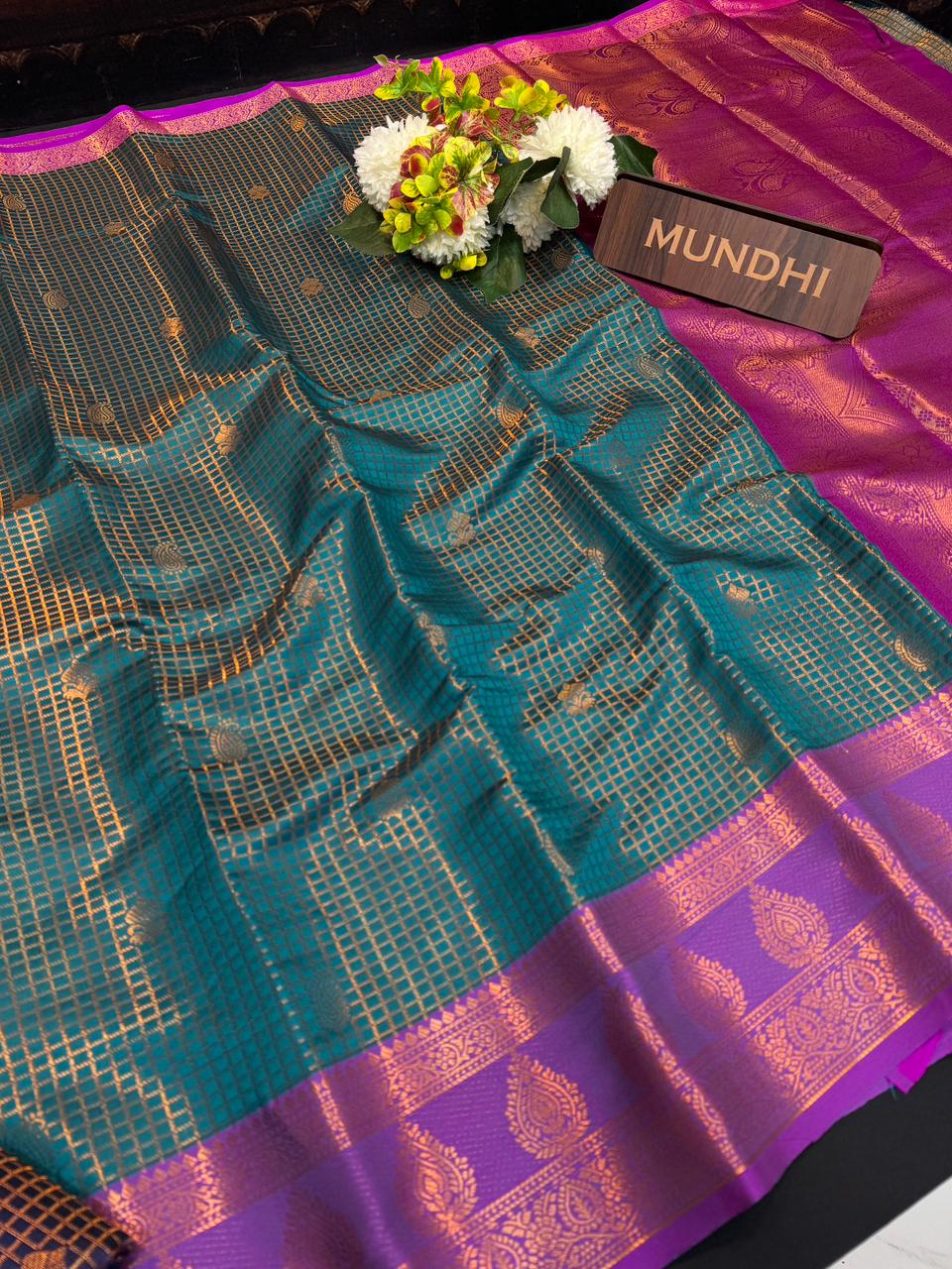 Mini Checked Vairaoosi Saree – Soft Silk Elegance| MK05