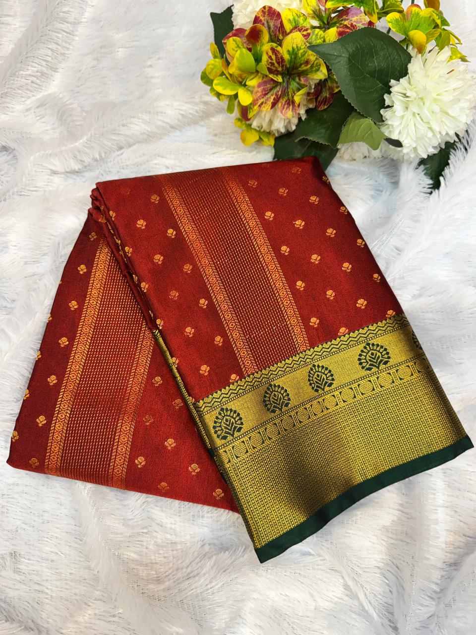 Vegan Silk Saree with |Zari Work for Women| VG13