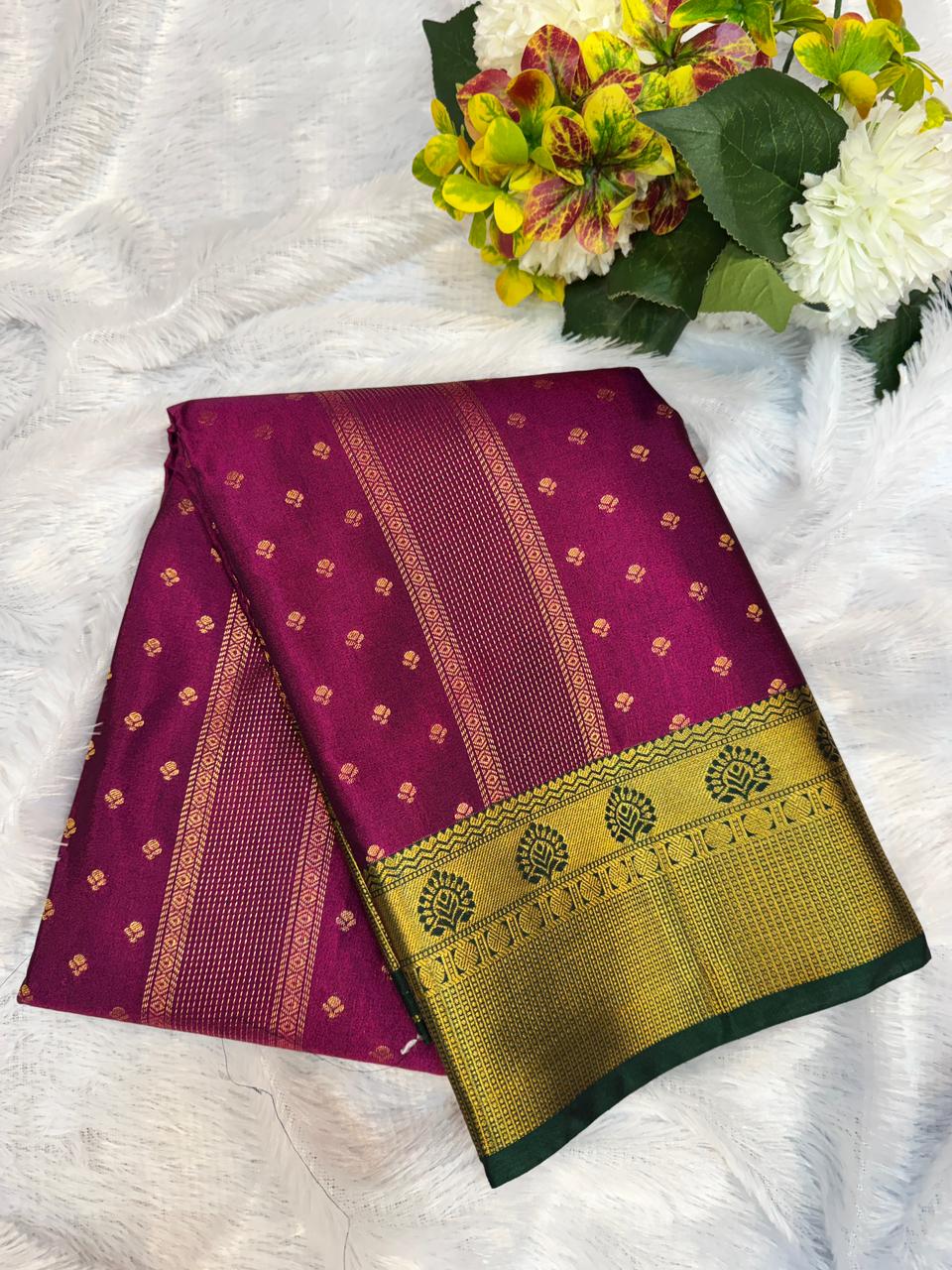 Vegan Silk Saree with |Zari Work for Women| VG12