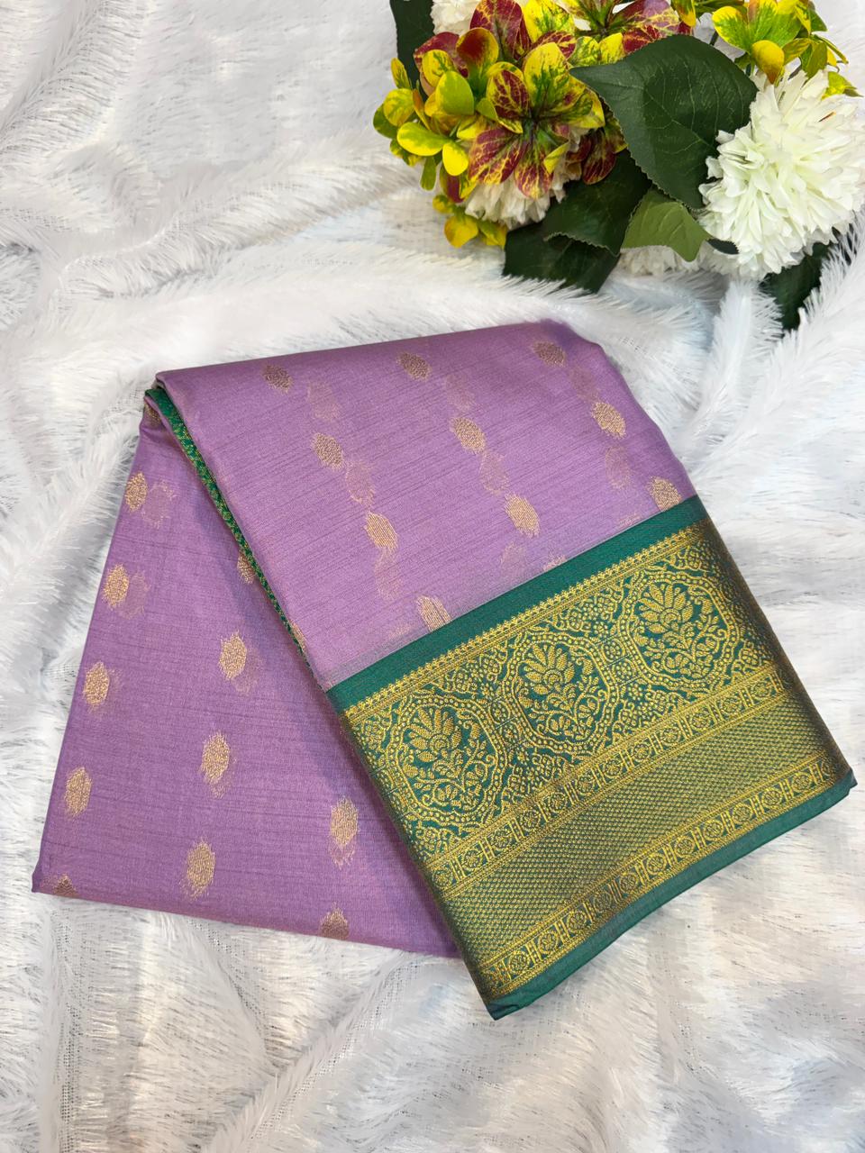 Vegan Silk Saree with |Zari Work for Women| VG16