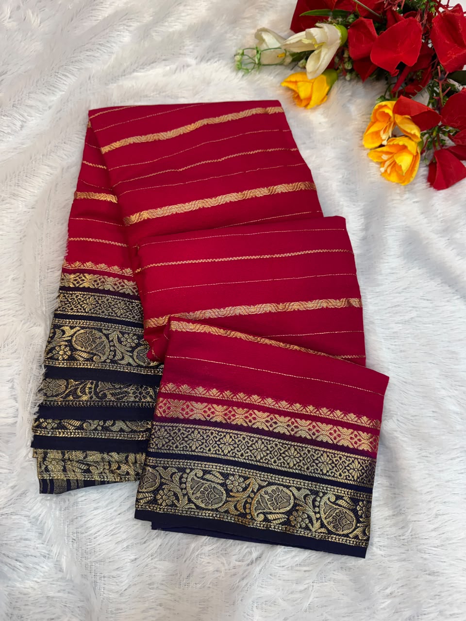 Mysore Crepe Silk Saree | Zari Work | MCS34