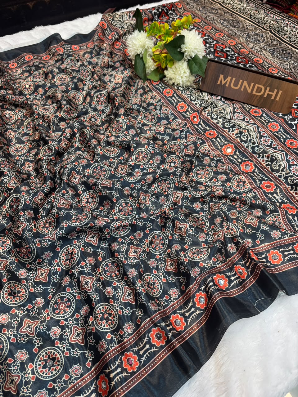 Chinon Mirror Silk Saree with Zari Work| DM05