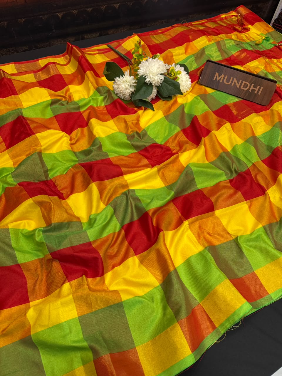 Elegant Divyamani Fancy Silk Saree with contrast blouse