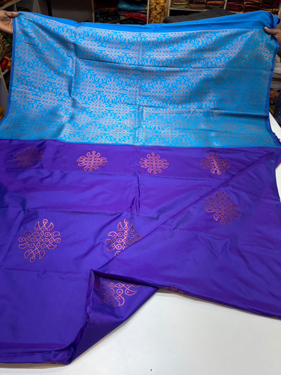 Premium Kolam Soft Silk Saree with traditional zari work