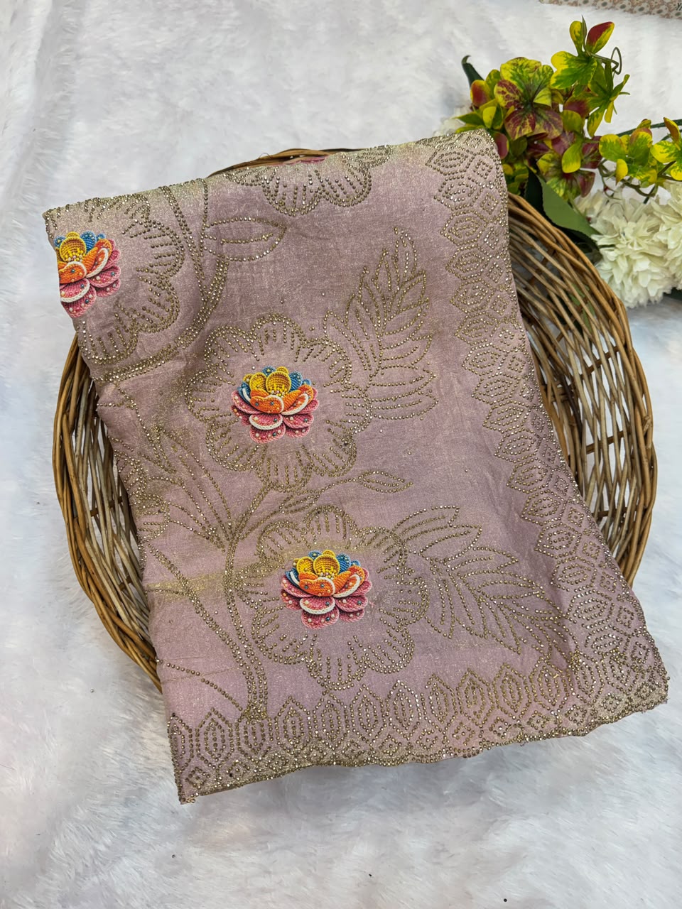 Gelory Space Silk Saree | Print & Stone Work | BSS50