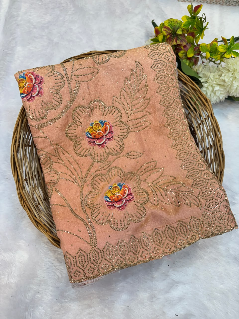 Gelory Space Silk Saree | Print & Stone Work | BSS49