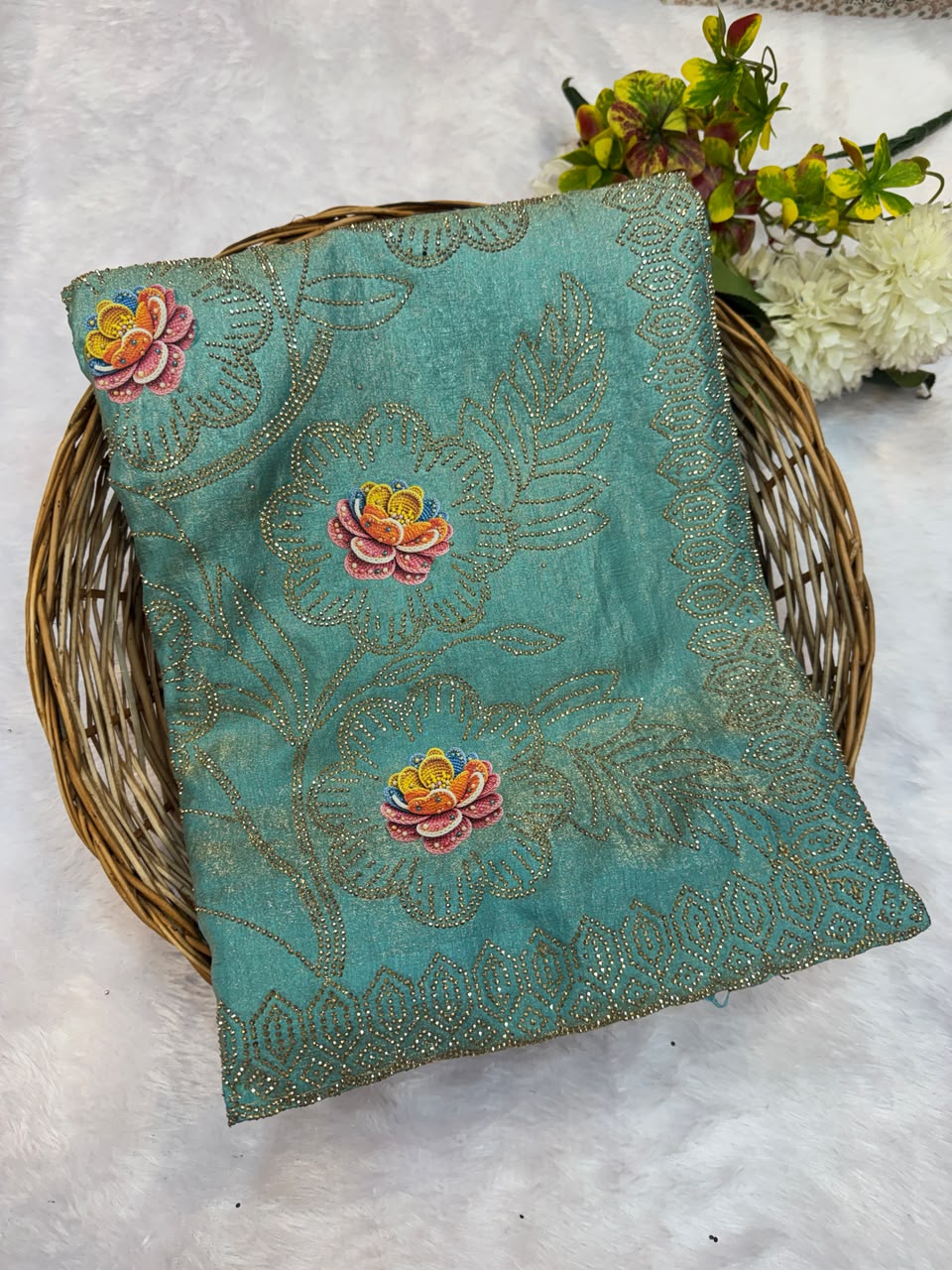 Gelory Space Silk Saree | Print & Stone Work | BSS52