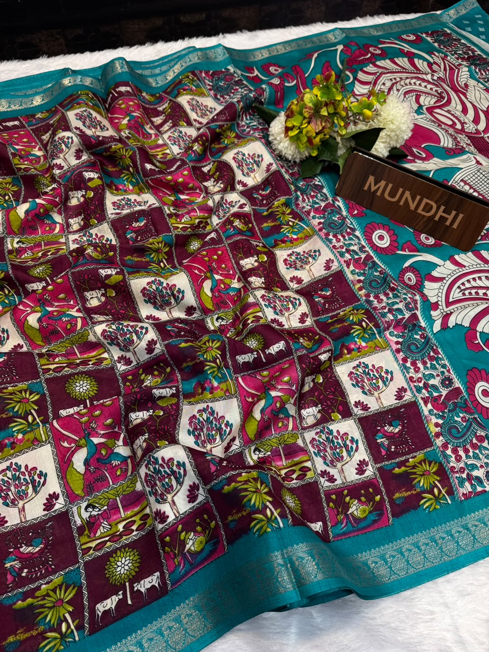 Jungle Beauty Fancy Saree in fancy silk-type fabric with zari work