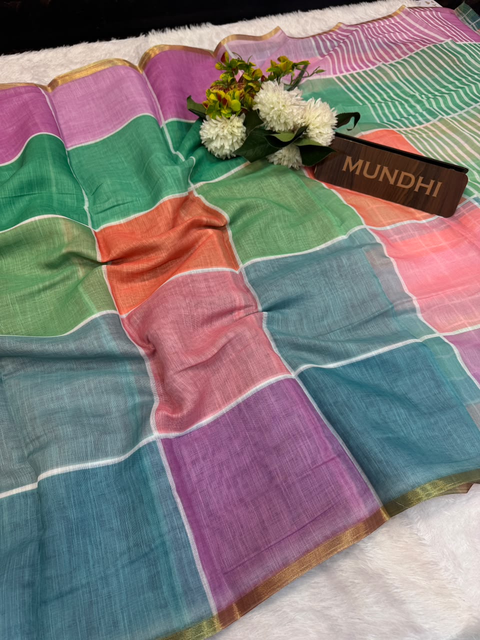 Madras Checks Fancy Cotton Saree 70G| MCC03