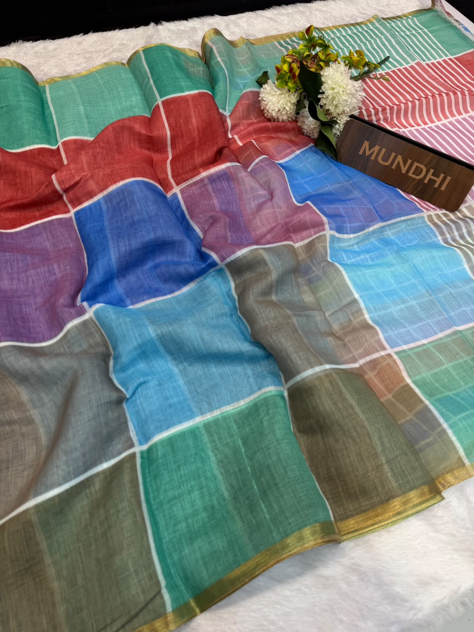 Madras Checks Fancy Cotton Saree 70C| MCC02