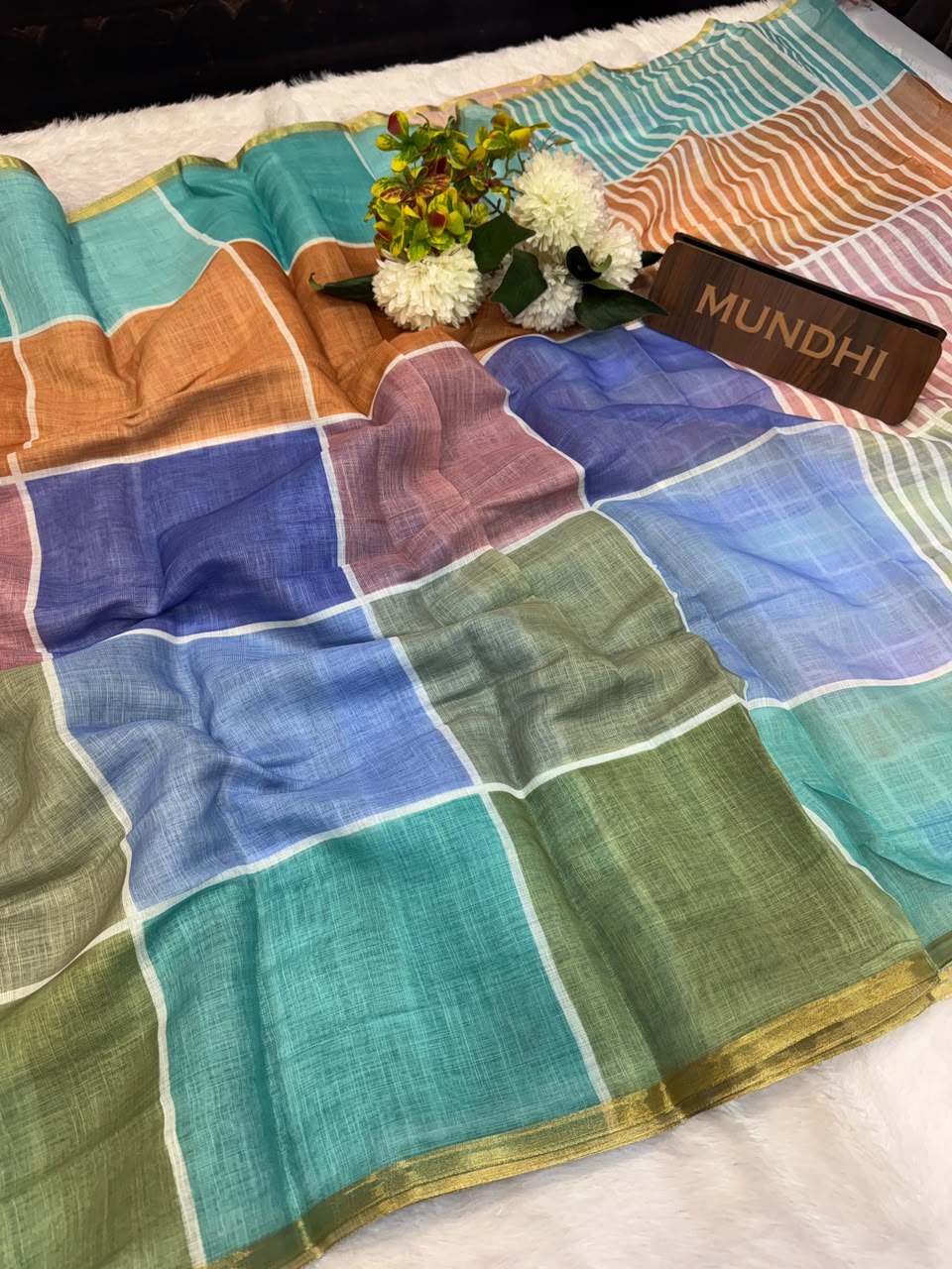 Madras Checks Fancy Cotton Saree 70F| MCC07