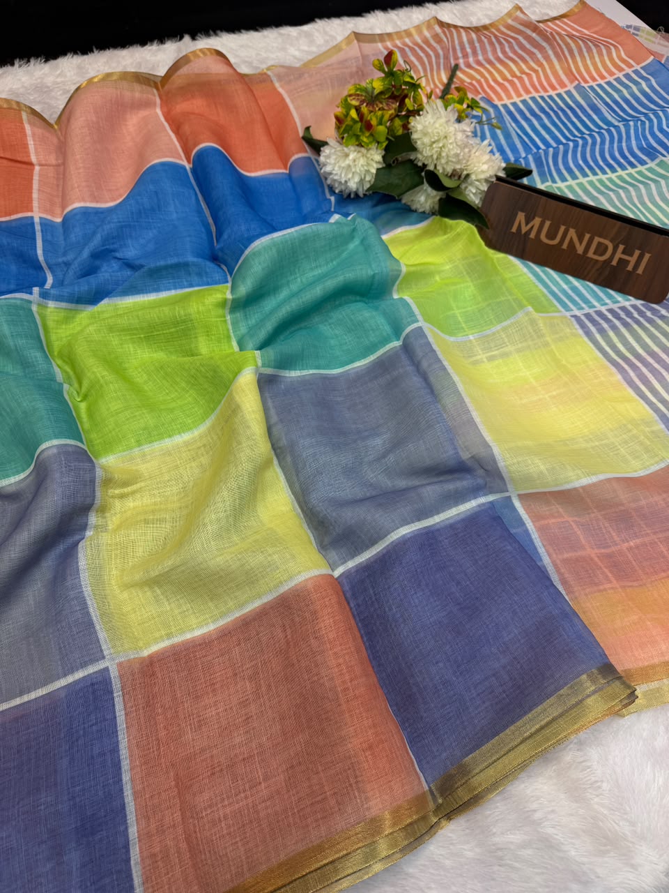 Madras Checks Fancy Cotton Saree 70E| MCC08