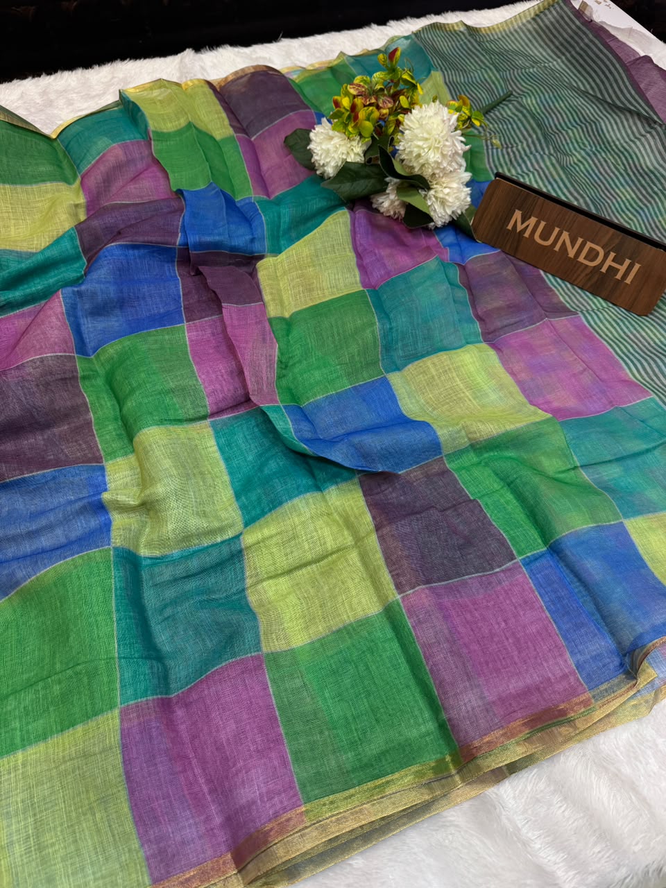 Madras Checks Fancy Cotton Saree 71C| MCC11