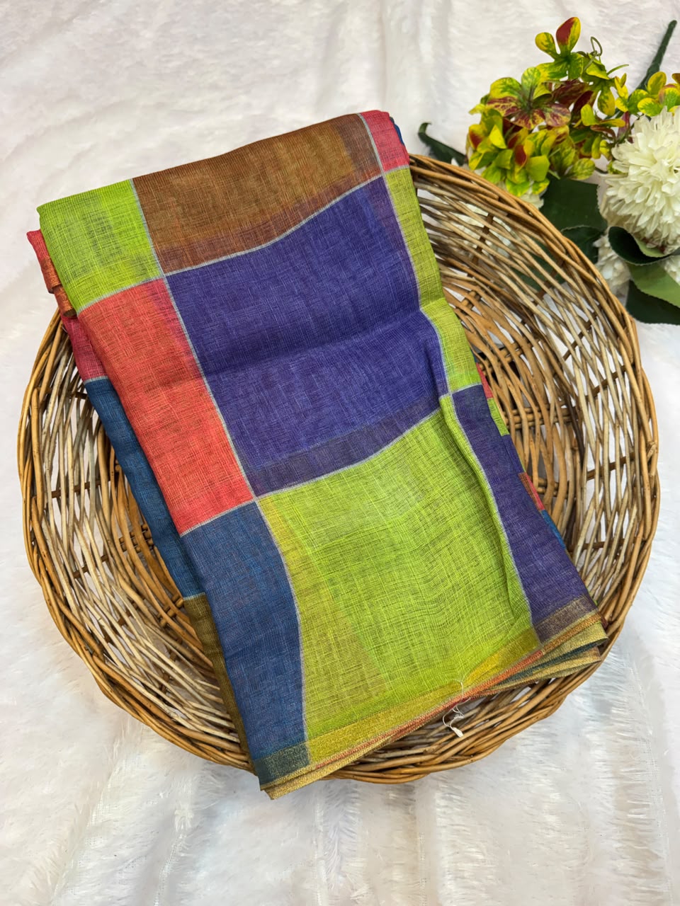 Madras Checks Fancy Cotton Saree 71E| MCC13