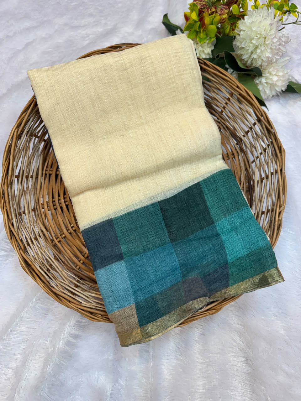 Madras Checks Fancy Cotton Saree 90G| MCC22