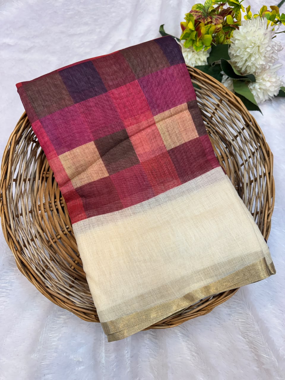 Madras Checks Fancy Cotton Saree 61H | MCC47