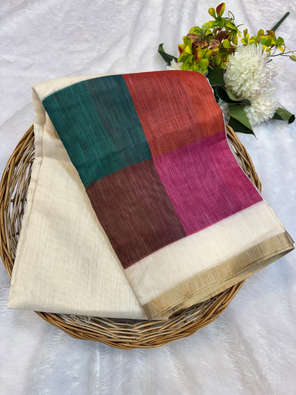 Madras Checks Fancy Cotton Saree 11A | MCC48