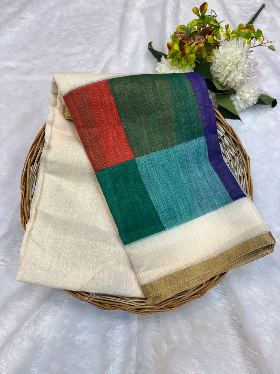 Madras Checks Fancy Cotton Saree 11E | MCC52