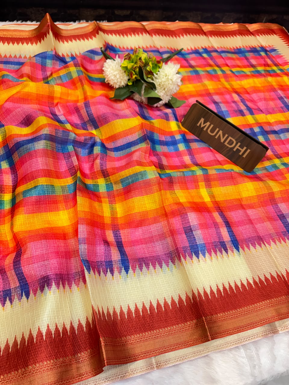 Kota Silk Fancy Saree with checks design for women