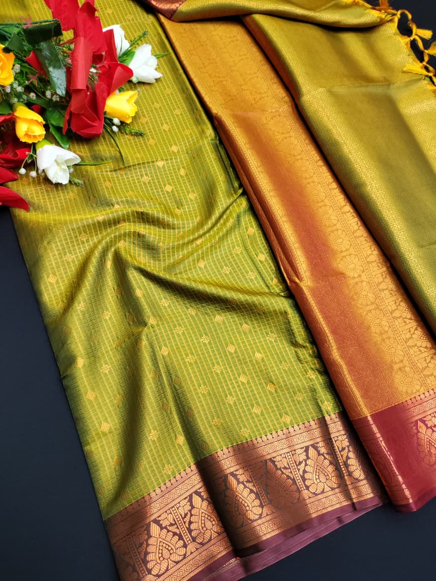 Rust Green Saree RUS01