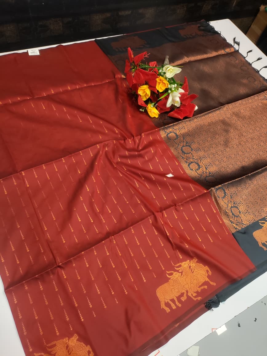 Black Fantacy Soft Silk Saree_B14