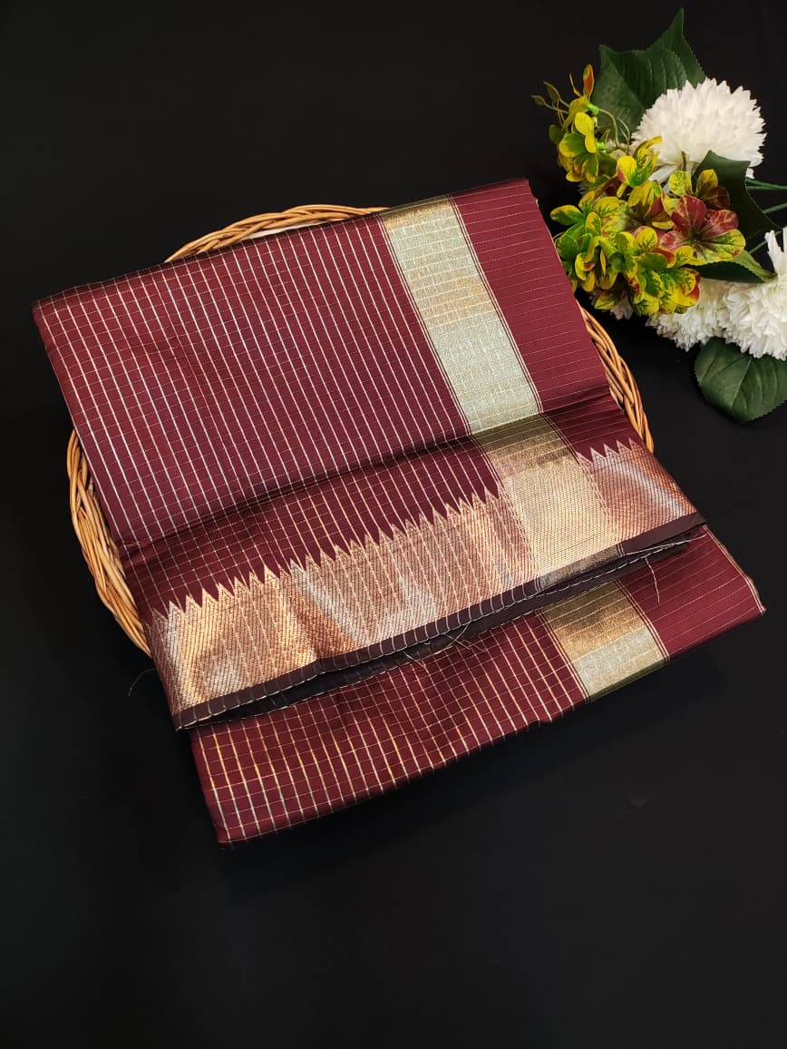 Flat 30% Offer Raw Banarasi Checks |Zari Saree| RBN07-Limited Quantity