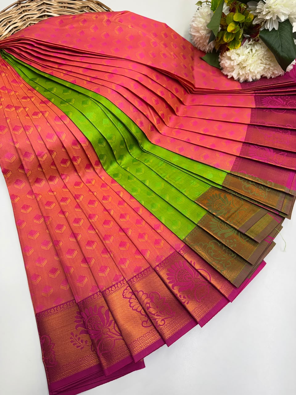Premium Poontamil Soft Silk Saree with Jacquard Blouse for Festival Wear