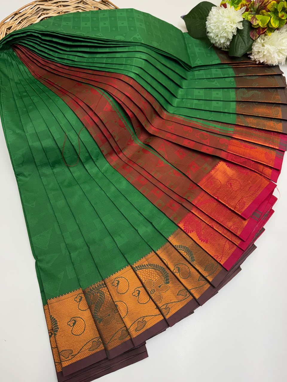 Premium Poontamil Soft Silk Saree with Jacquard Blouse for Festival Wear