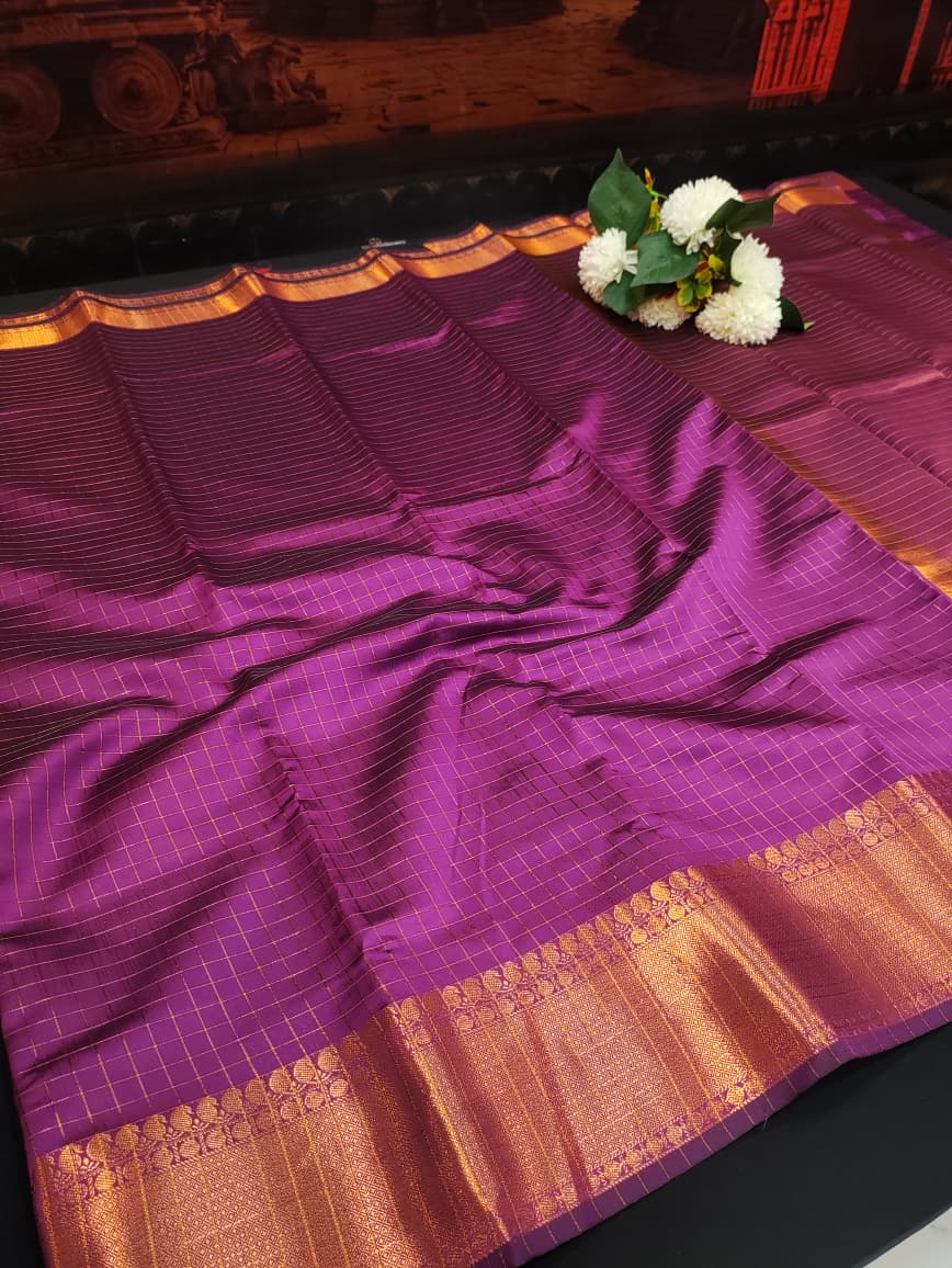 Banarasi Raw Checked Silk | Zari Work | FV70