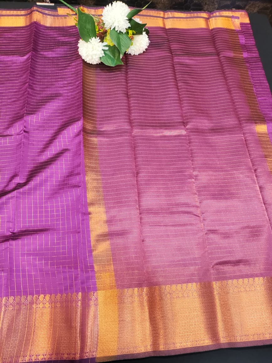 Banarasi Raw Checked Silk | Zari Work | FV70