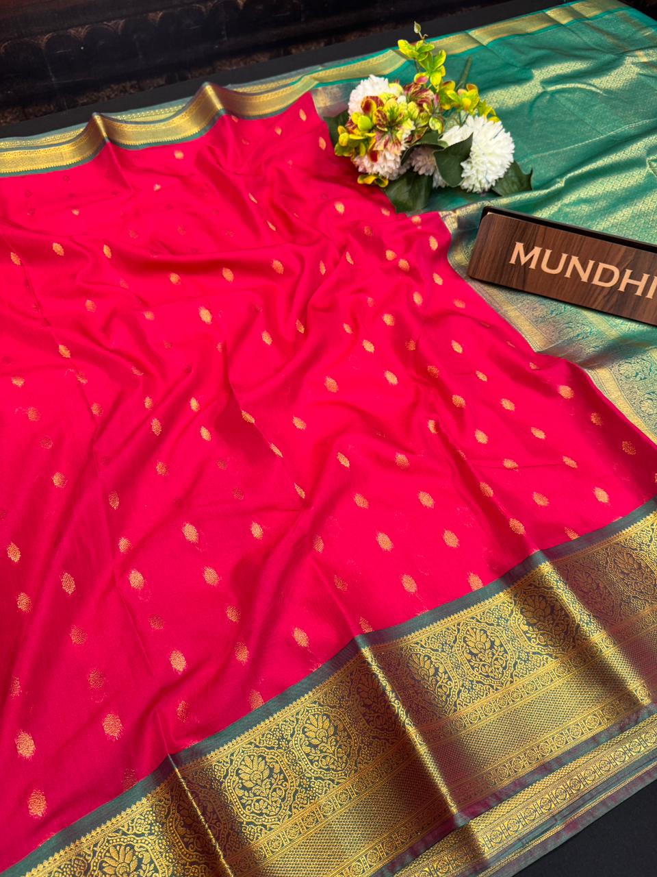 Vegan Silk Saree with |Zari Work for Women| VG17