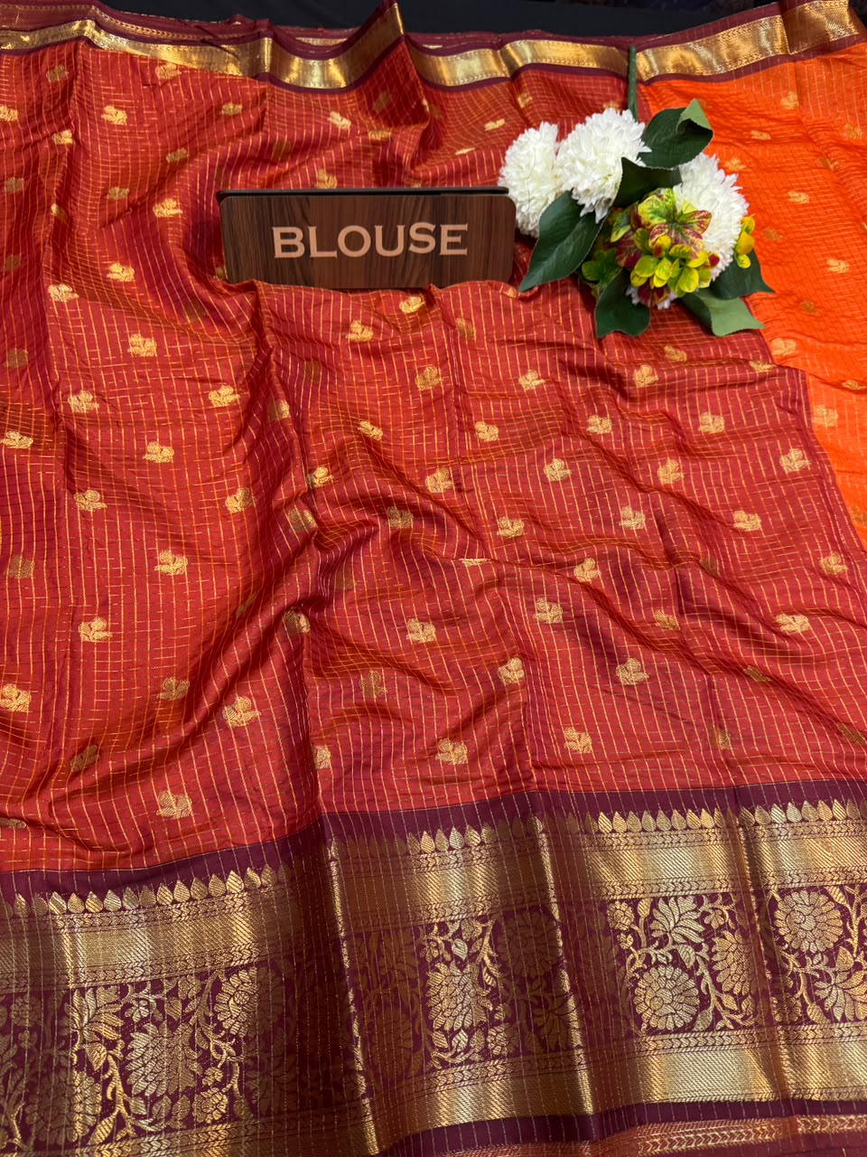 Rust Orange Saree  RG01