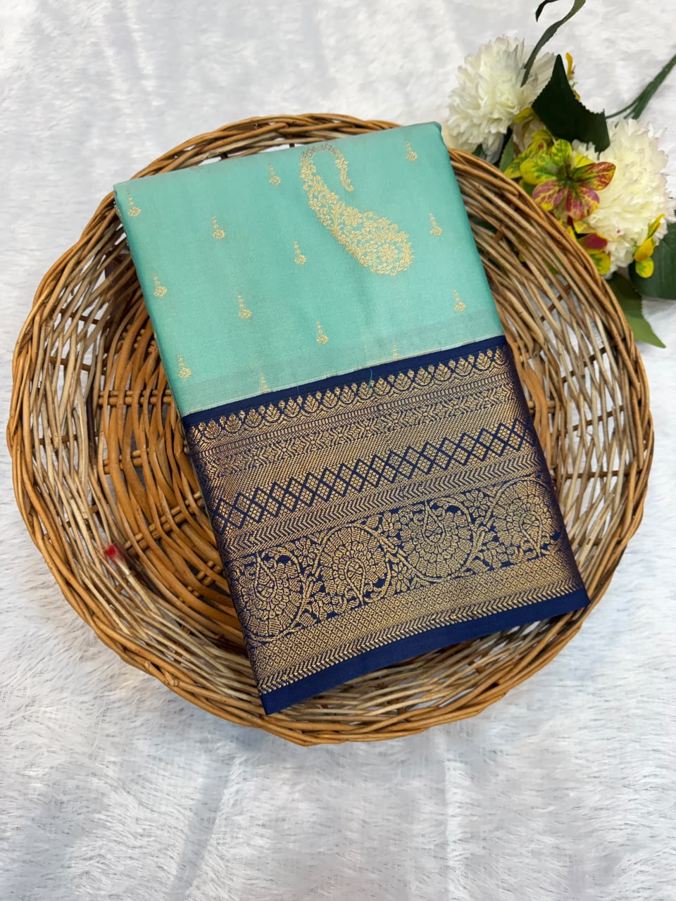 Mild Damage Semi Silk Saree with elegant zari work