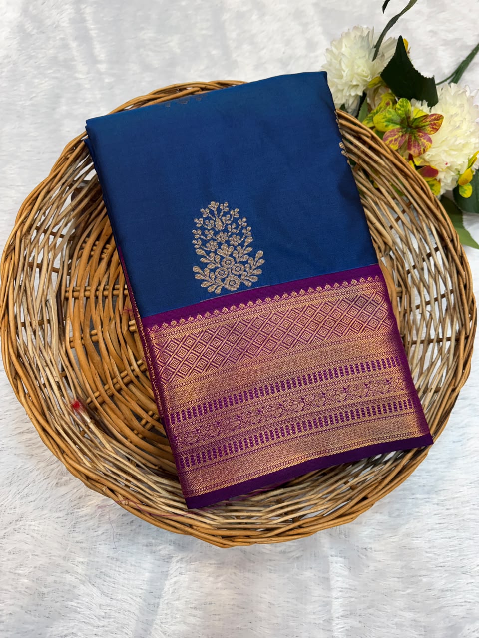 Mild Damage Semi Silk Saree with elegant zari work