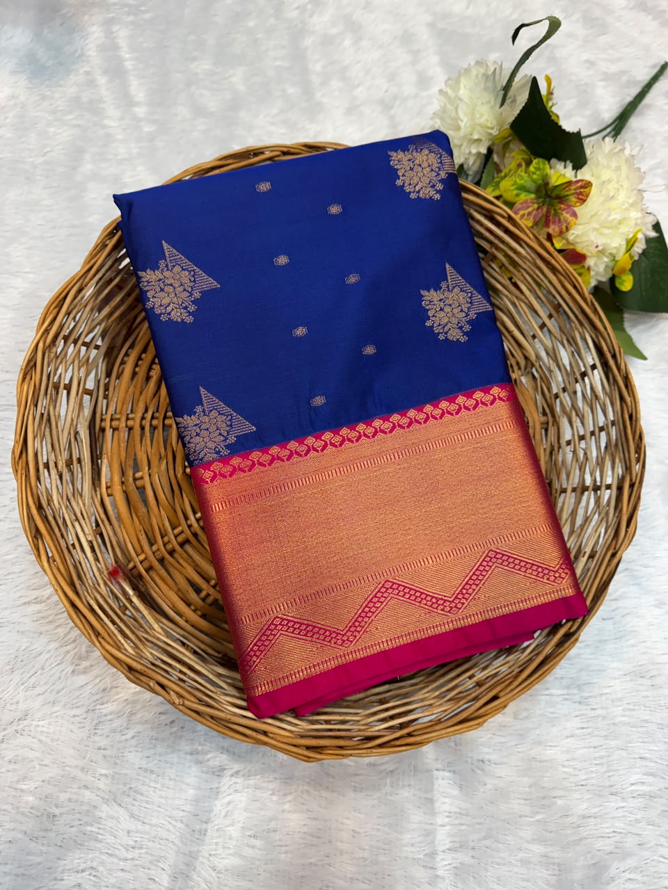 Mild Damage Semi Silk Saree with elegant zari work