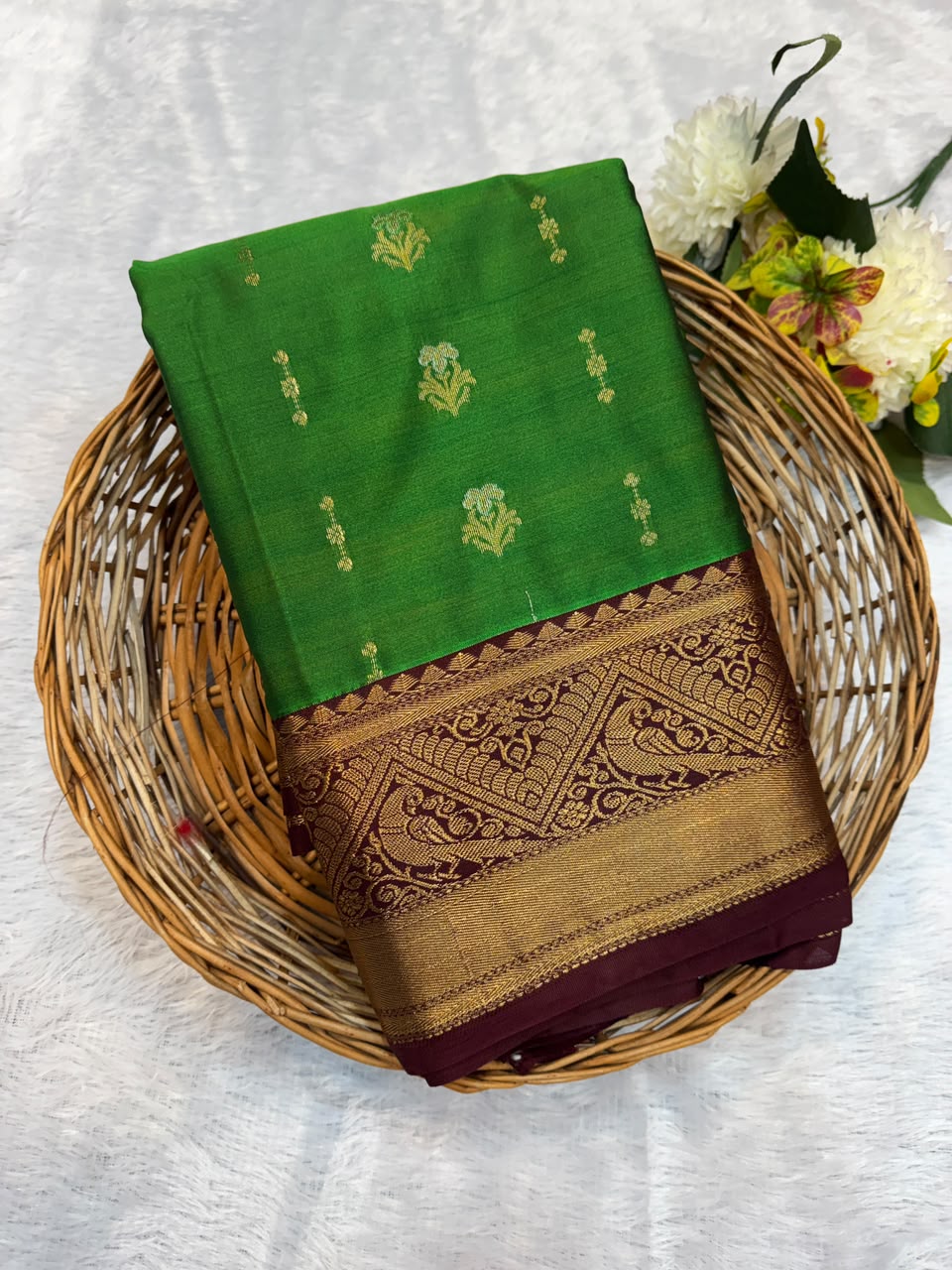 Mild Damage Semi Silk Saree with elegant zari work