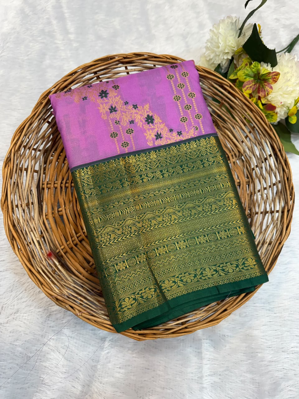 Mild Damage Semi Silk Saree with elegant zari work
