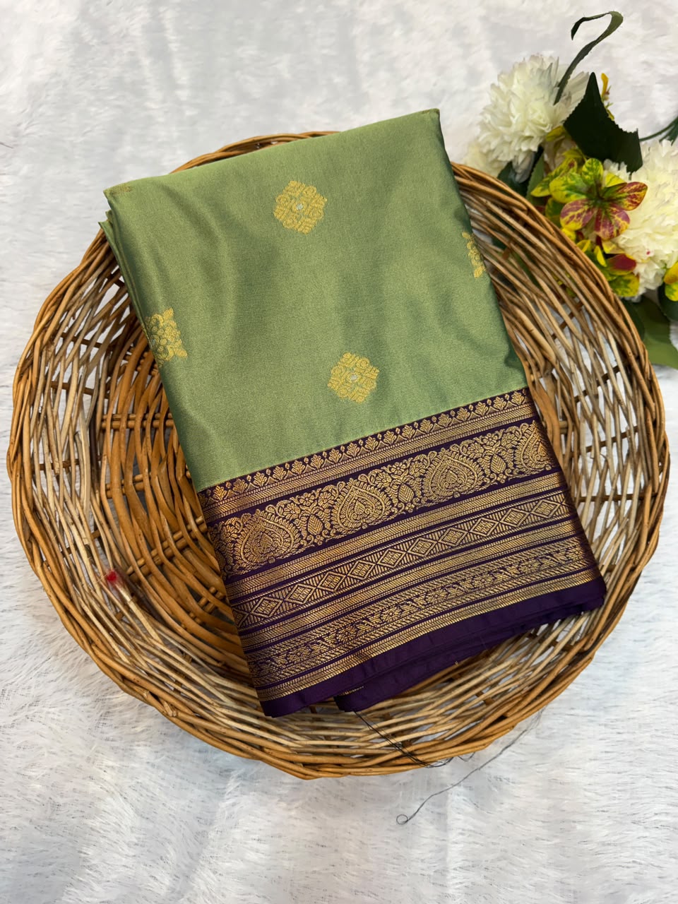 Mild Damage Semi Silk Saree with elegant zari work