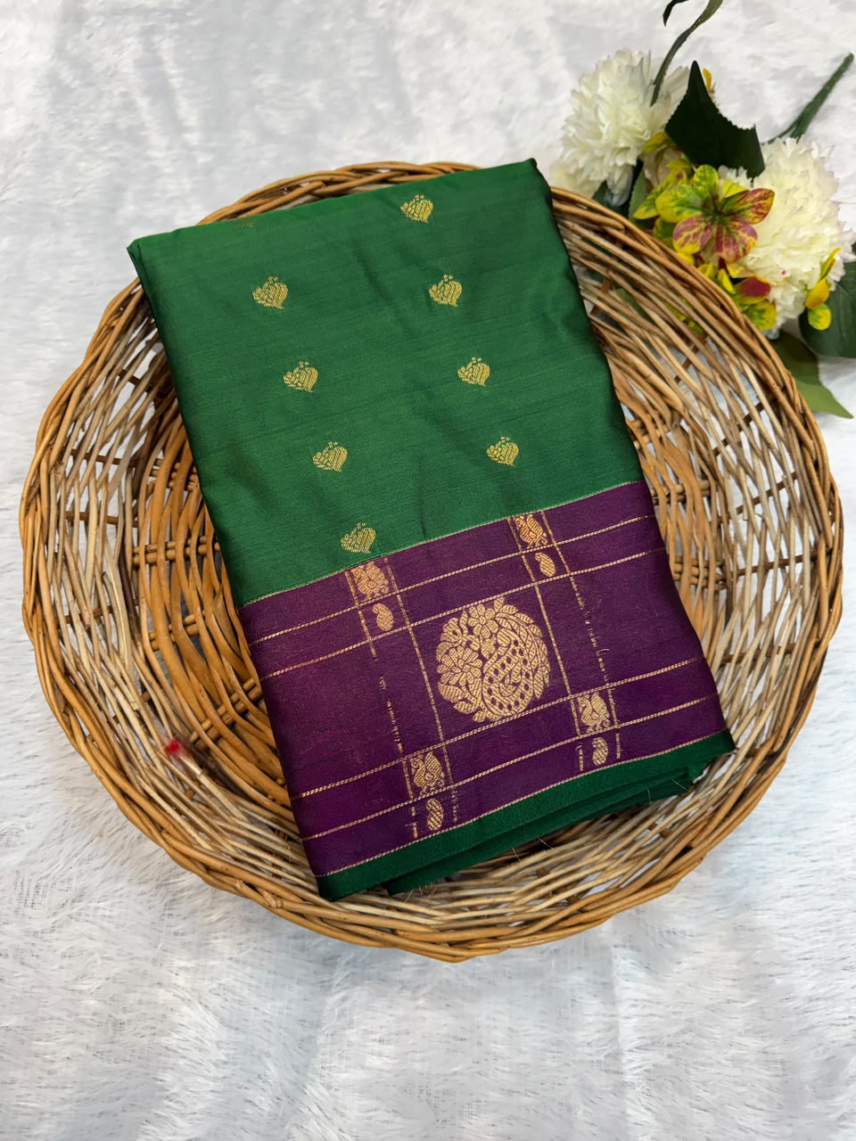 Mild Damage Semi Silk Saree with elegant zari work